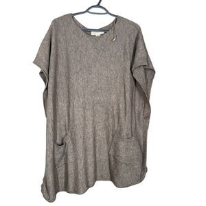 Love Stitch Womens Brown Sweater Poncho OS Boxy Oversized Cozy Warm